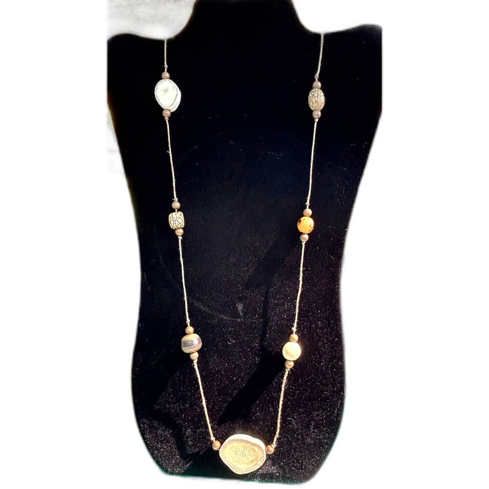 Handmade Natural Material Necklace | Boho Artisan Adjustable Cord Necklace | Org